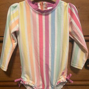 Ruffle Butts RainbowLong Sleeve Rash Guard One Piece